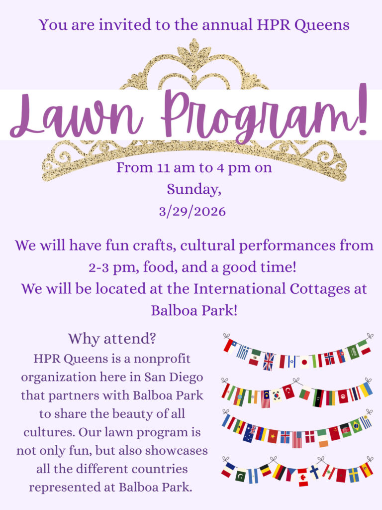 Celebrate Culture at the HPR Queens Lawn Program in Balboa Park